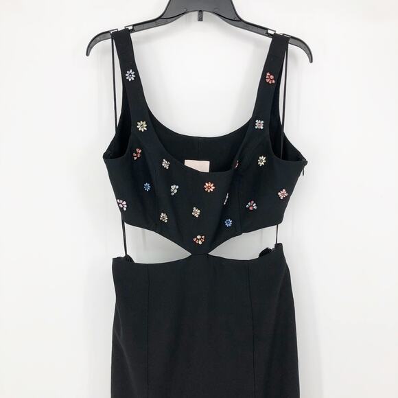 CINQ À SEPT Quinny Embellished Cutout Dress Black Size 10 Scoop Neck NWOT - Picture 5 of 16
